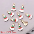 Detailed view of Christmas tree alloy pendants showing 1.9x1.2cm size and colorful enamel - Green Red White Christmas Tree (6740BP05-02)