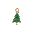 Kerstboom hanger van legering met groen emaille en sprankelende strass op de top - Strass Kerstboom Hanger (B21-0304)