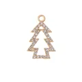 Fonkelende kerstboom hanger in goudlegering met strassteentjes voor doe-het-zelf sieraden - Holle Kerstboom Hanger (B21-0504)