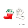 Detail van de 2x1,7cm kerstsok hangers van legering voor DIY sieraden maken - Rode Laars Hanger (4751-D1802)
