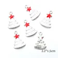 Ciondoli ad albero di Natale in smalto bianco e rosso, dettaglio taglia 2,2x1,5 cm. - Ciondolo Albero di Natale Bianco (43769-BC1404)