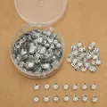 Silver flower bead caps set for DIY jewelry making with transparent storage box - Silver