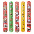 Set of 5 Christmas PVC slap bracelets featuring Santa Claus, reindeer, and snowmen patterns - Santa Claus Slap Bracelets Random Styles / 30Pcs Pack