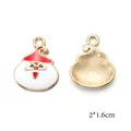 Dettaglio dei ciondoli Babbo Natale in smalto con vista frontale e posteriore in metallo - Ciondolo Testa Babbo Natale Oro (6740BP36-05)