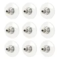 Silver-plated earring back stoppers with clear PVC saucer pads for stability - UFO Shape Earring Backs (Silver Tone)
