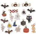 Halloween alloy enamel pendant set with pumpkin ghost and black cat for DIY jewelry making - Mixed Gold Base Halloween Alloy Pendants (B30-0403)