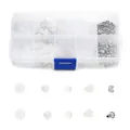 10-grid storage box with diverse earring backs including silicone and metal styles - Silver