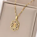 Vergoldete Madonna-Halskette mit Zirkonia-Mikropflaster und filigranem Kaleidoskop-Anhänger - Jungfrau Maria Ovaler Anhänger Stil (XL3068) / Gold