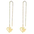 Dettaglio di orecchini a catena lunga dorati con ciondoli a farfalla e a cuore - Stile Farfalla Bordo Cuore (B45-0302)