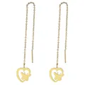 Dettaglio orecchini a catena dorati con pendenti a cuore e sagome di farfalla - Stile Elegante Cuore Farfalla (B45-0203)