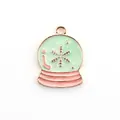 Macro view of Christmas snowflake crystal ball enamel pendant for DIY jewelry - Snowflake Crystal Ball / 10 Pieces Pack / Green