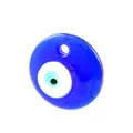 Blue glass evil eye pendant featuring handmade artisan craftsmanship on white background - 40mm