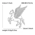 Spilla Pegasus argentata con strass scintillanti, altezza 4.4cm, materiale in lega - Argento