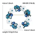 Broche de corona con cristales azules y perlas, base plateada, guía de talla 4,6 cm - Azul 5746-BL