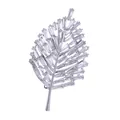 Silver leaf brooch with sparkling zircon inlays for elegant suit jacket styling - Silver