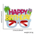 Detalle de gafas de fiesta Happy Birthday en fieltro azul con medidas 17cm x 13,5cm y peso 18,5g - Estilo de Marco Azul Claro de Caja de Regalo de Cocotero