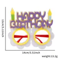 Vista detallada de gafas de fiesta Happy Birthday con dimensiones y textura de fieltro - Estilo de Flor Blanca de Vela de Letra