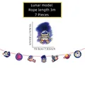 Lunar model astronaut party banner set with 7 printed card pieces and 3m rope - Astronaut Planets Style (23-LY-6)