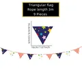 3m graduation banner with 9 colorful triangle flags and specific size dimensions - Triangle Flag Style (23-LY-7)