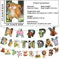 Banderole Joyeux Anniversaire animaux de la jungle avec lion girafe et hippopotame - Banderole Alphabet Animaux Dessin Animé