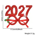 Lunettes Nouvel An 2027 rouges pailletées avec dimensions de 17,5cm de large et 13cm de haut - Lunettes Rouges Baies 2027