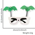 Funny Halloween bat party glasses with white glitter frame and green fluffy pom-poms - One Size / Green