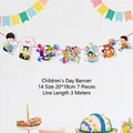 Cartoon Children's Day paper banner with rainbow, bear and balloons on 3m red string - Sunny Childhood Style (WQLY-LQ14) / Colorful