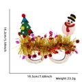 Christmas party glasses with glittery pink frame, snowman and tree with gold tinsel decor - Christmas Tree and Snowman Style