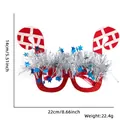 Sparkly red Christmas glasses with silver tinsel and blue stars for holiday parties - Christmas Candy Cane Style