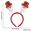 Detail view of Santa headband with red plaid hat and dimensions of 24x23cm for party decor - Red Green Hat Beard Santa
