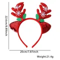 Serre-tête bois de renne rouge avec paillettes vertes, flocons et oreilles en peluche - Bois de Renne Rouge Flocon de Neige Oreilles Rouges