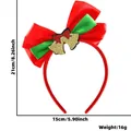 Detailed view of Christmas bow headband with dimensions 21x15cm and 16g weight - Bell Bow Style
