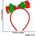 Detailed dimensions of Christmas headband with red green bow and reindeer antlers - Antler Tie Bow Style
