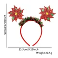 Weihnachts-Haarreif mit Rentiergeweih, roten Blumen und Maßen 22,6x23,5 cm - Beerenrote Blume Stil