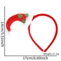 Red plush Christmas headband with elf hat and green sequins, 14x17cm festive hair accessory - Curved Christmas Hat Style