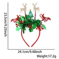 Christmas reindeer headband with red tinsel, green tree and holly berries for party - Elk Sleigh Style