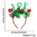 Green Christmas tinsel headband with JOY letters and red mittens party hair accessory - JOY Glove Style