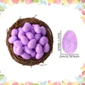 Glitter purple Easter foam eggs in natural vine nest, 3cm height decorative bird eggs - Large / Easter Purple Glitter Eggs