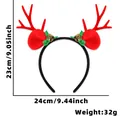 Red Christmas reindeer antler headband with bells and holly leaves for holiday parties - Red Antlers with Bells and Green Leaves