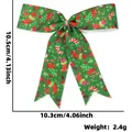 Fiocco natalizio verde con stampe festive e dimensioni dettagliate per decoro albero - 10cm*11cm / Stile Calza di Natale Verde
