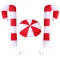 Christmas candy cane car decoration set with plush antlers and festive red-white stripes - Candy Cane / Red and White Striped