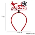 Red soccer headband with white SOCCER text and football design for sports fan costume - One Size / Shooting Goal Style