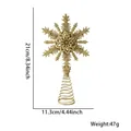 Puntale per albero di Natale a fiocco di neve dorato con glitter e base a spirale, 21cm - Puntale Albero Fiocco di Neve Oro Multistrato