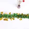 Ghirlanda di festone verde e oro con paillettes a cuore per decorazioni feste - Verde