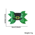 Pince à cheveux St. Patrick avec nœud vert pailleté et chapeau de leprechaun noir - Style Nœud Haut de Forme