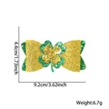 Nœud à paillettes St Patrick avec trèfle vert et détails dorés pour les cheveux - Style Nœud Or Trèfle à Quatre Feuilles