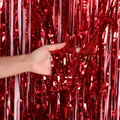 Cortina de flecos metálica roja con puntos láser para decoración de fiestas y bodas - Rojo / 1m*1m