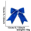 Lazo de Navidad azul brillante de 13cm con borde plateado para decoración de árbol - 13cm / Azul
