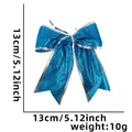 Lazo navideño azul con purpurina 13cm y borde plateado para decoración de árbol festivo - 13cm / Azul cielo