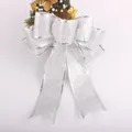 Large 25cm silver glitter Christmas bow for tree topper and holiday gift box decoration - 25cm Silver Bow Tie